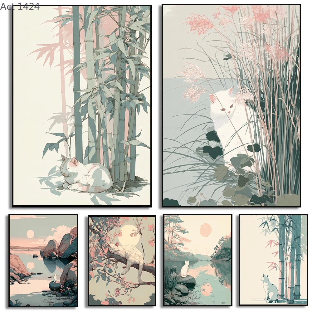 Japanese Minimalist Lifestyle - Minimalist Zen Japandi Cat Poster Minimalist