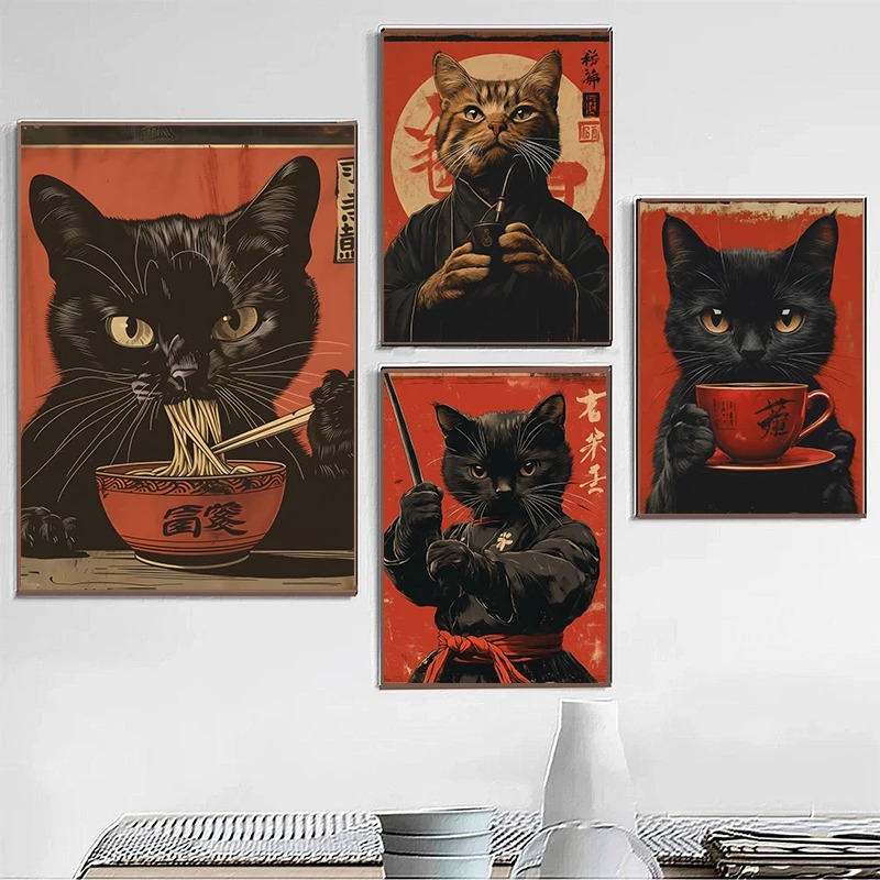 Japanese Edo Style Black Cat E - Japanese Eating Lifestyle review and price