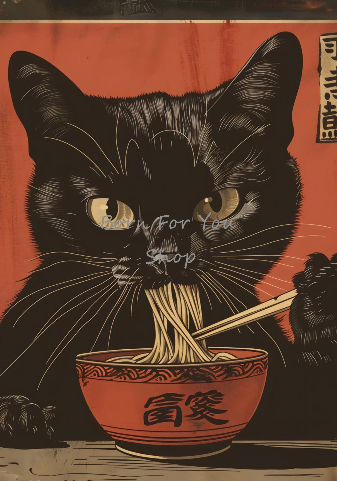 Japanese Edo Style Black Cat E - Japanese Eating Lifestyle review and price